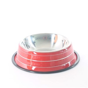 Renkli Baskılı Çelik Mama Kabı 30 Cm - 64 Oz Kırmızı
